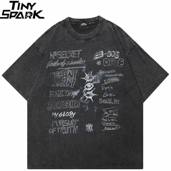 Retro Washed Black Graffiti Tee