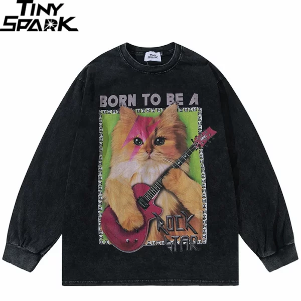 Black Rock Guitar Cat T-Shirt
