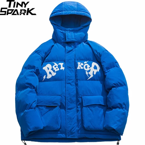 Men’s Blue Hooded Parka Jacket