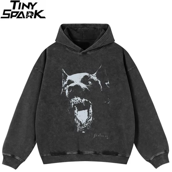 Oversized Dog Graphic Hoodie