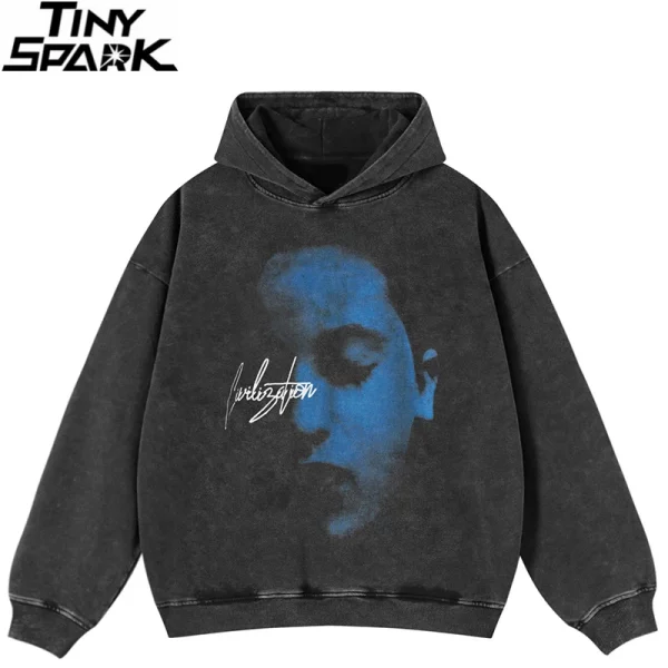 Graphic Print Face Hoodie