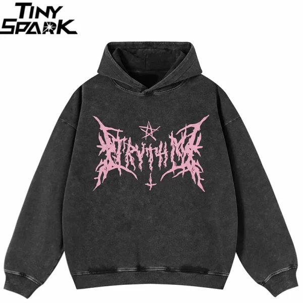 washed black graphic hoodie