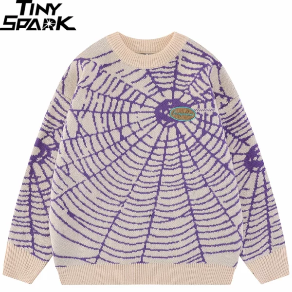 Spider Web Graphic Streetwear Sweater