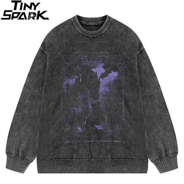 scary castle graphic sweater