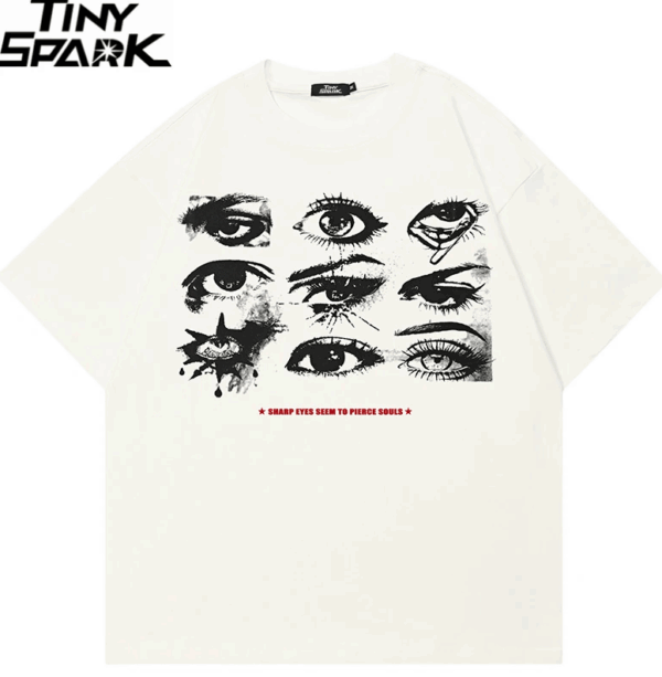 Eyes Print Casual White T-shirt
