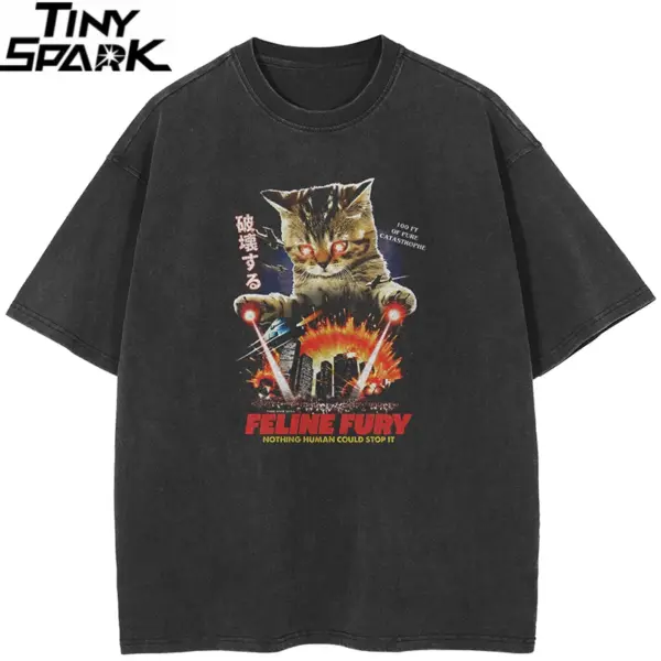 Feline Fury Monster Cat Graphic T-Shirt
