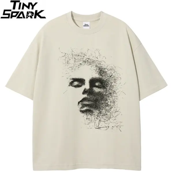 Abstract Face Sketch Graphic T-Shirt