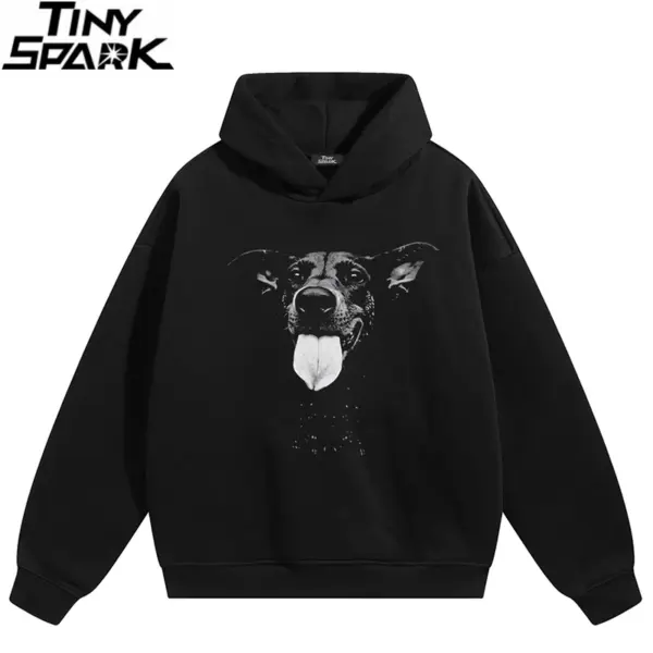 Monochrome Dog Portrait Pullover Hoodie