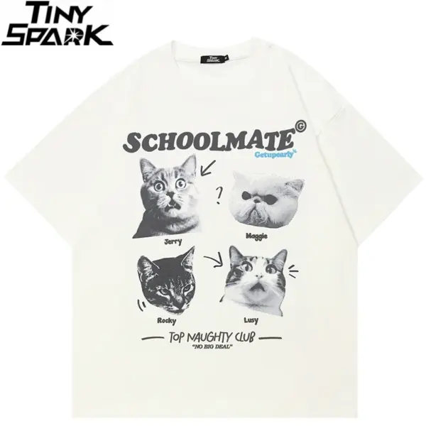 Schoolmate Cat Lineup Graphic T-Shirt