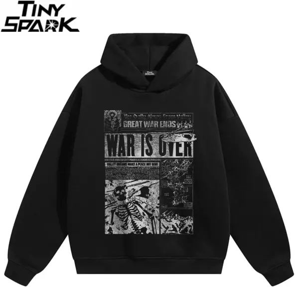 Vintage Newspaper Skull Graphic Hoodie