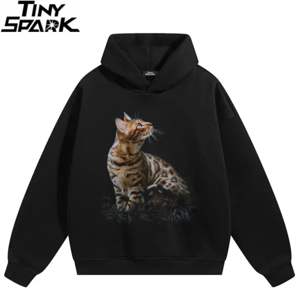 Bengal Cat Graphic Print Hoodie