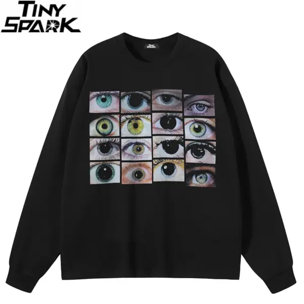 Eye Grid Graphic Crewneck Sweatshirt