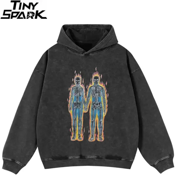 Twin Skeleton Flame Graphic Hoodie