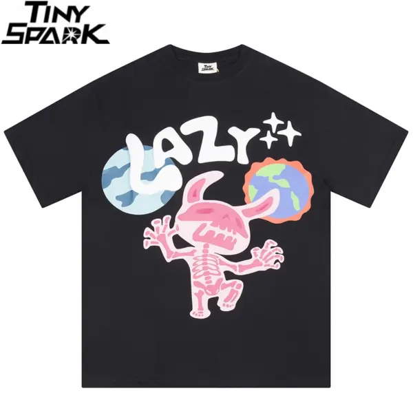 Lazy Devil Skeleton Graphic Print T-Shirt