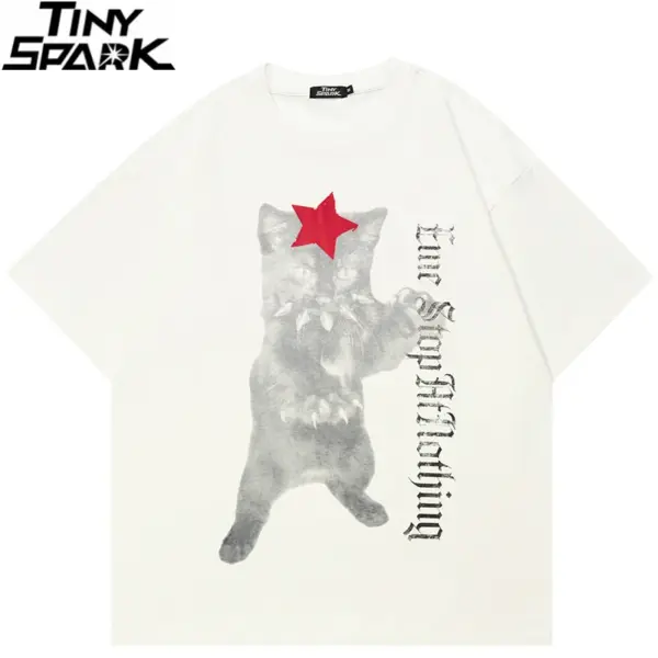 Red Star Cat Graphic T-Shirt