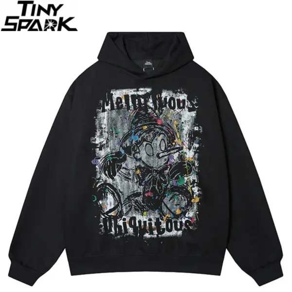 Paint-Splatter Character Graphic Hoodie