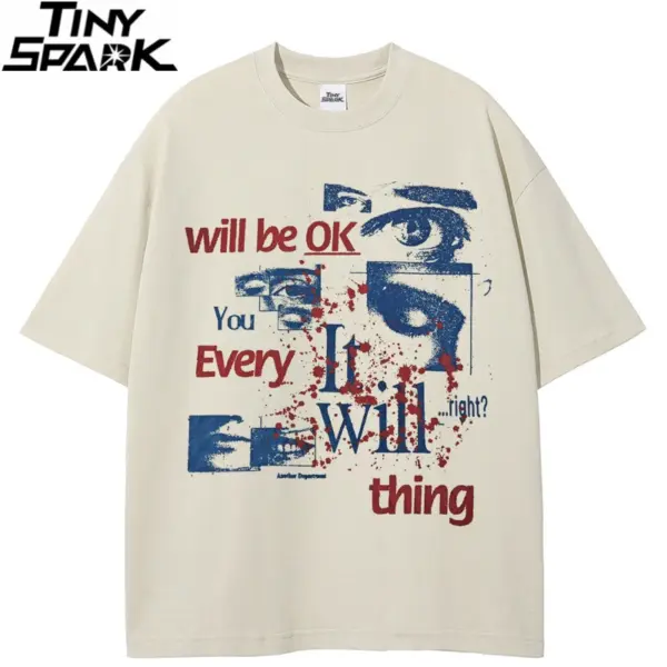 Grunge Eyes Graphic Print T-Shirt