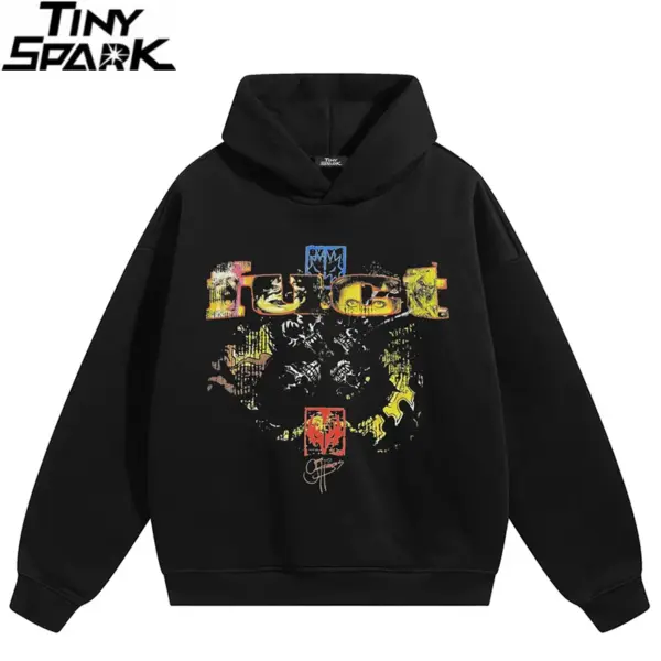 Distressed Skull and Letter Graphic Hoodie