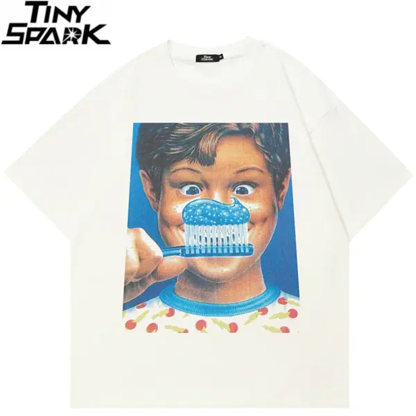 Retro Boy Toothbrush Graphic T-Shirt