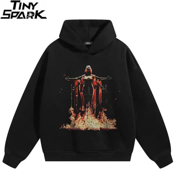 Flaming Graphic Pullover Hoodie