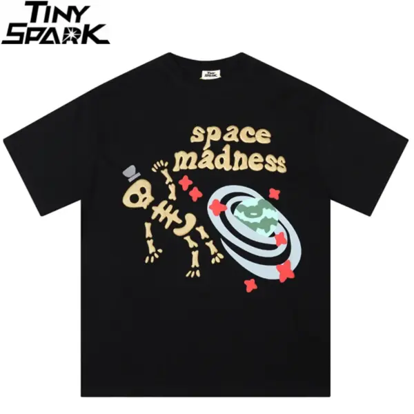 Space Madness Skeleton Graphic Print T-Shirt