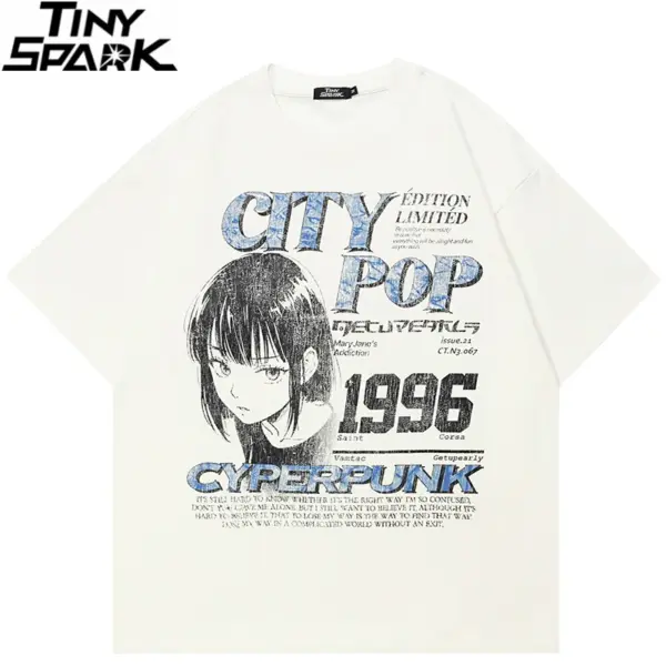City Pop Anime Portrait Graphic T-Shirt