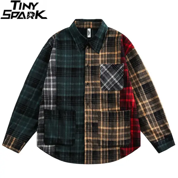 Patchwork Plaid Flannel Shirt