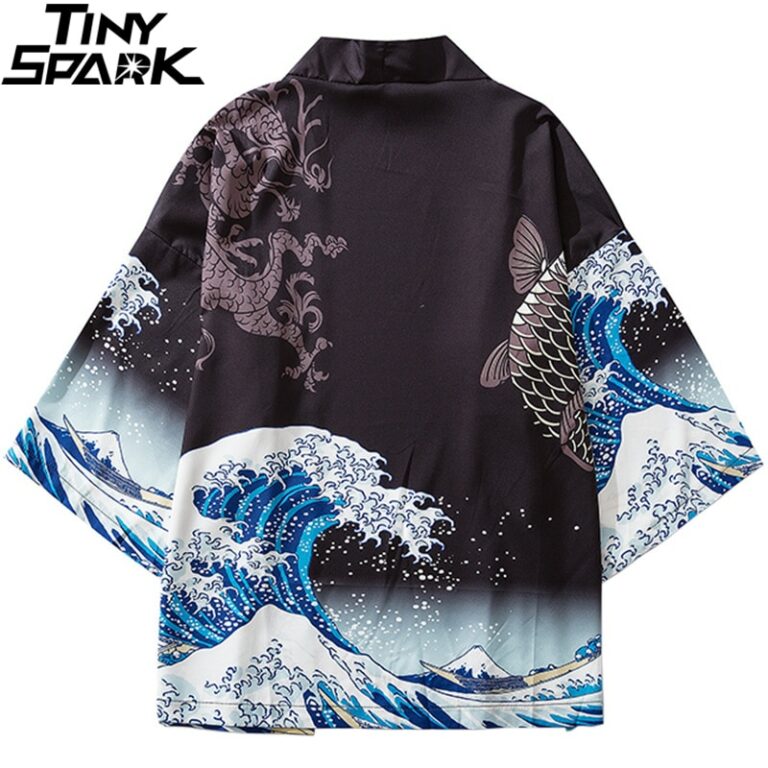 Fish Scales And Ocean Wave Japanese Kimono Tiny Spark